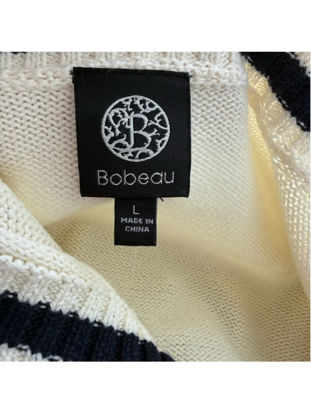 Women's Bobeau Tennis Cardigan Sweater Size L Beige Black